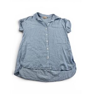 Casa Cabana Button Tunic Shirt Striped Breathable Relaxed Fit Coastal Top SMALL